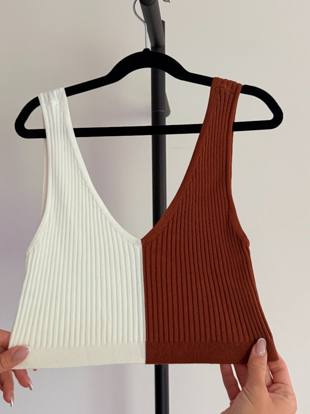 Staud Knitted Top White Brown S